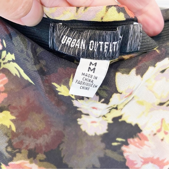 Urban Outfitters | Marisol Black Floral Hanky Hem Midi Skirt Size Medium - Picture 9 of 14